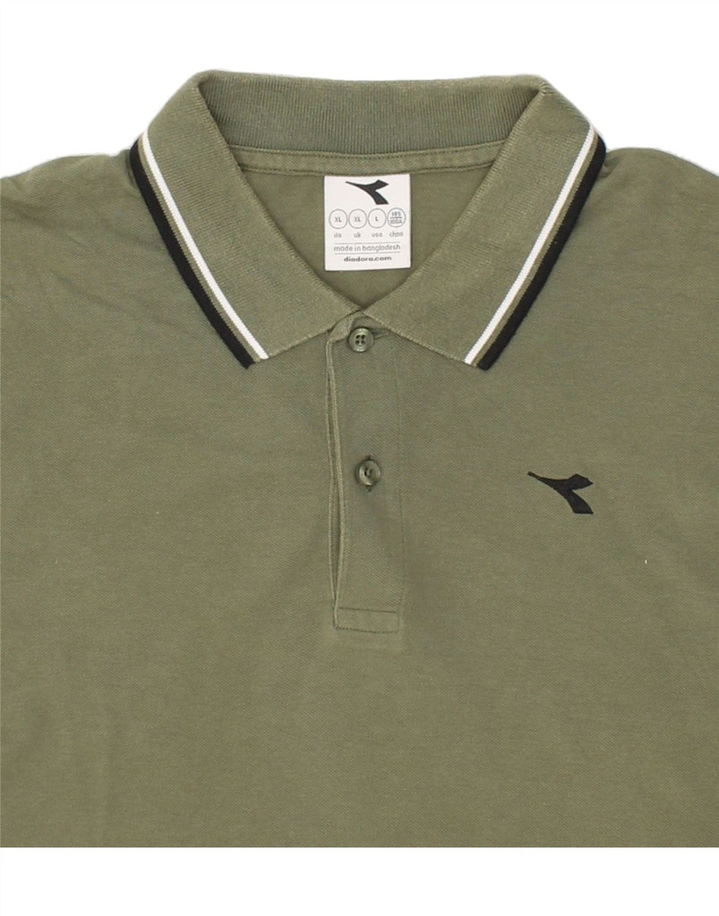 DIADORA Mens Polo Shirt XL Khaki Cotton Vintage Diadora and Second-Hand Diadora from Messina Hembry 