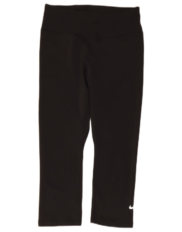 Nike Womens Dri Fit Capri Leggings UK 10 Small Black Polyester