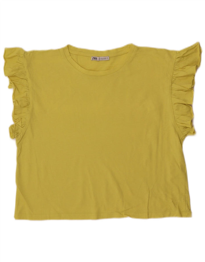 Zara Womens Crop Blouse Top UK 10 Small Yellow