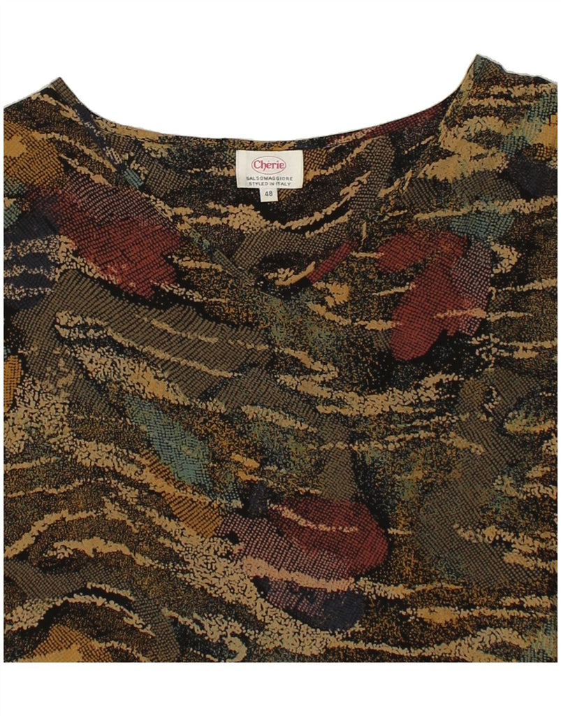 CHERIE Womens Sleeveless Blouse Top IT 48 XL Brown Camouflage Silk | Vintage cherie | Thrift | Second-Hand cherie | Used Clothing | Messina Hembry 