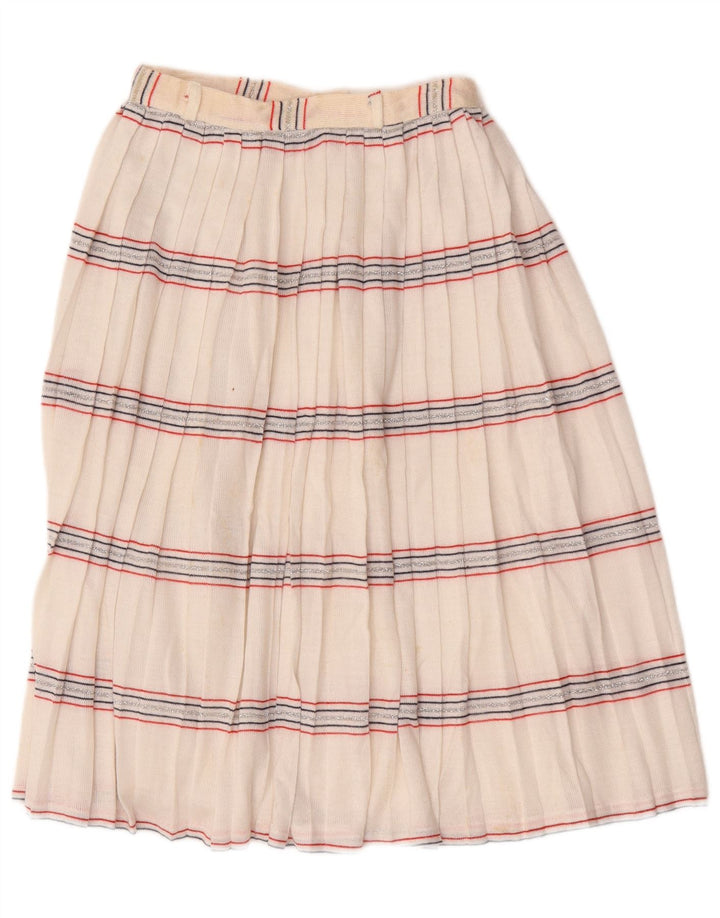 Vintage Womens Pleated A-Line Skirt W26 Small White Striped