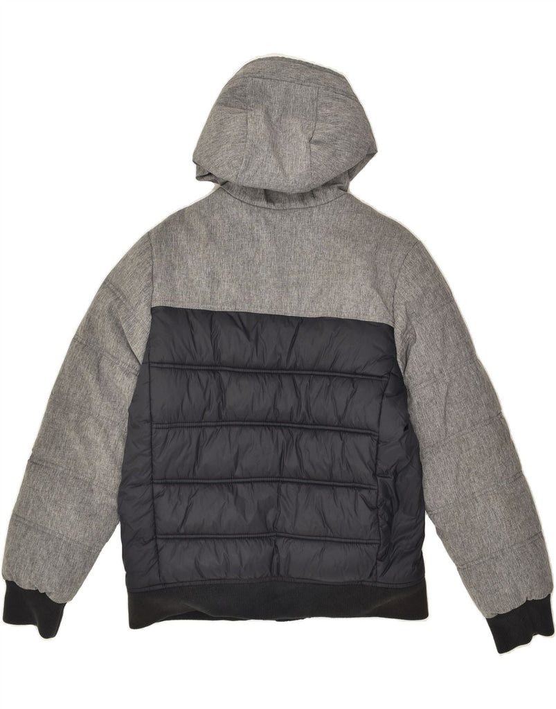 ABERCROMBIE & FITCH Boys Hooded Padded Jacket 15-16 Years Grey Colourblock | Vintage Abercrombie & Fitch | Thrift | Second-Hand Abercrombie & Fitch | Used Clothing | Messina Hembry 