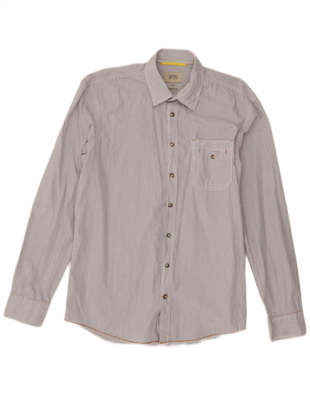 Camel Active Mens Regular Fit Shirt Medium White Pinstripe Cotton