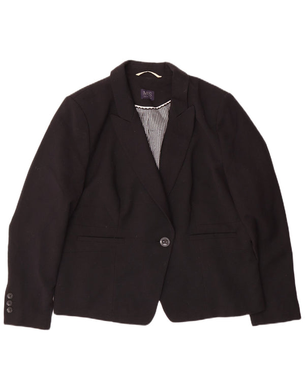 Marks & Spencer Womens 1 Button Blazer Jacket UK 20 2XL Black Polyester