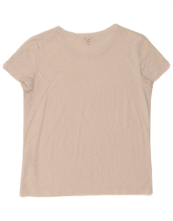 Guess Womens Graphic T-Shirt Top UK 10 Small Off White