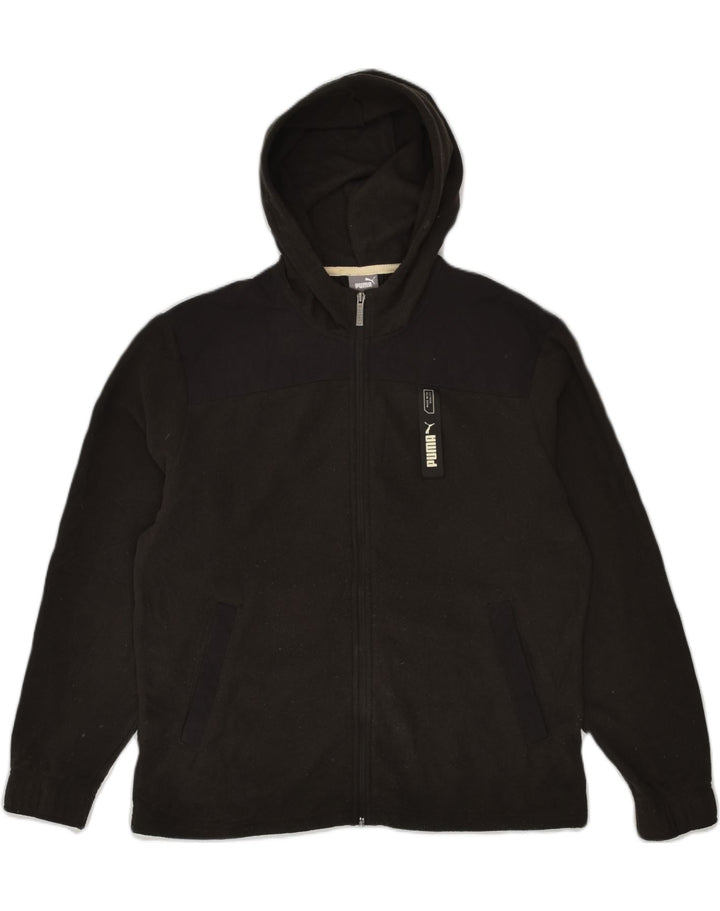 PUMA Mens Zip Hoodie Sweater Small Black Polyester | Vintage Puma | Thrift | Second-Hand Puma | Used Clothing | Messina Hembry 