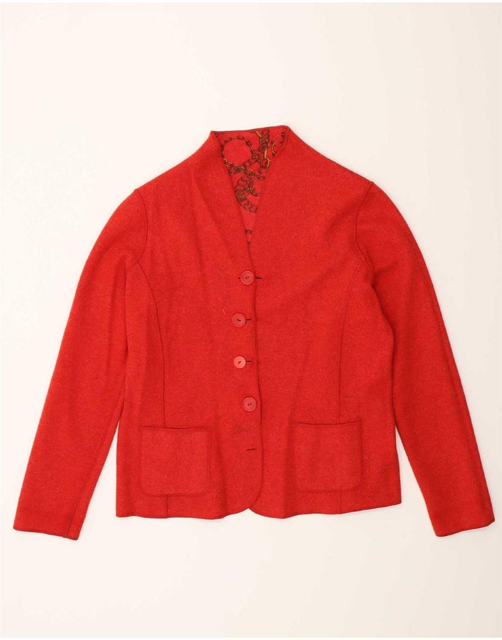 Vintage Womens Abstract Pattern Reversible Blazer Jacket UK 14 Medium Red