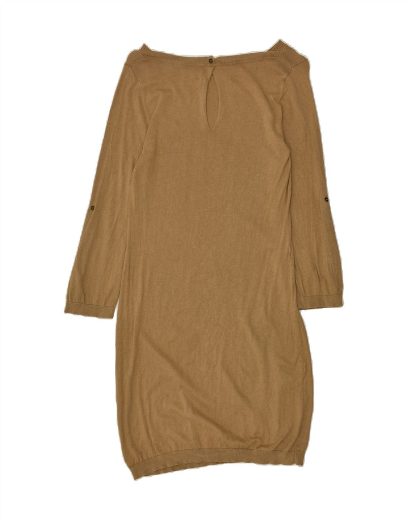 MASSIMO DUTTI Womens 3/4 Sleeve Jumper Dress UK 12 Medium Brown Silk | Vintage Massimo Dutti | Thrift | Second-Hand Massimo Dutti | Used Clothing | Messina Hembry 