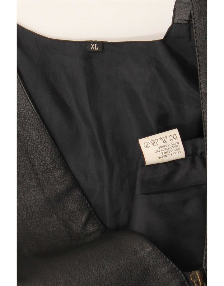 Vintage Mens Leather Waistcoat XL Black