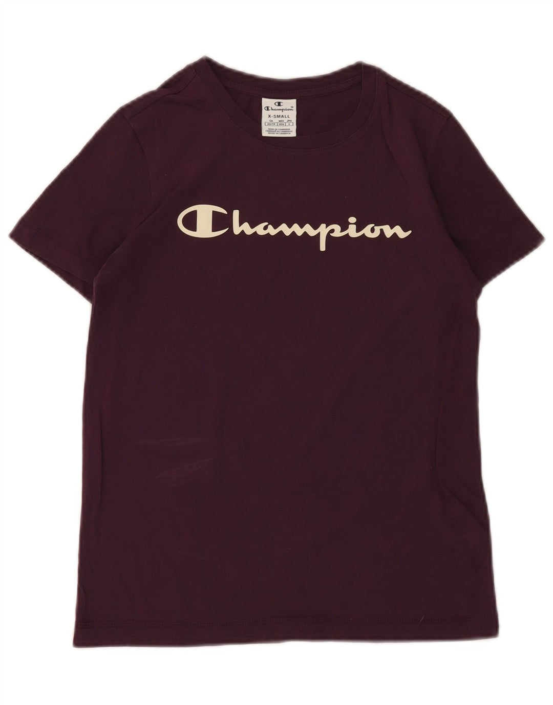 Champion Womens Graphic T-Shirt Top UK 6 XS Purple Cotton