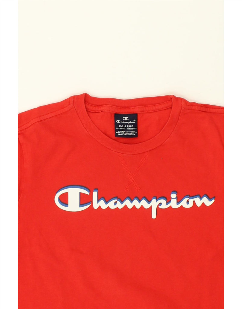 CHAMPION Boys Graphic T-Shirt Top 13-14 Years XL Red | Vintage Champion | Thrift | Second-Hand Champion | Used Clothing | Messina Hembry 