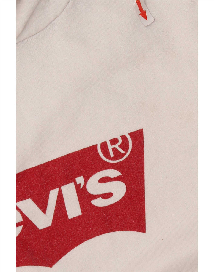 Levi's Mens Graphic Hoodie Jumper Large White Cotton