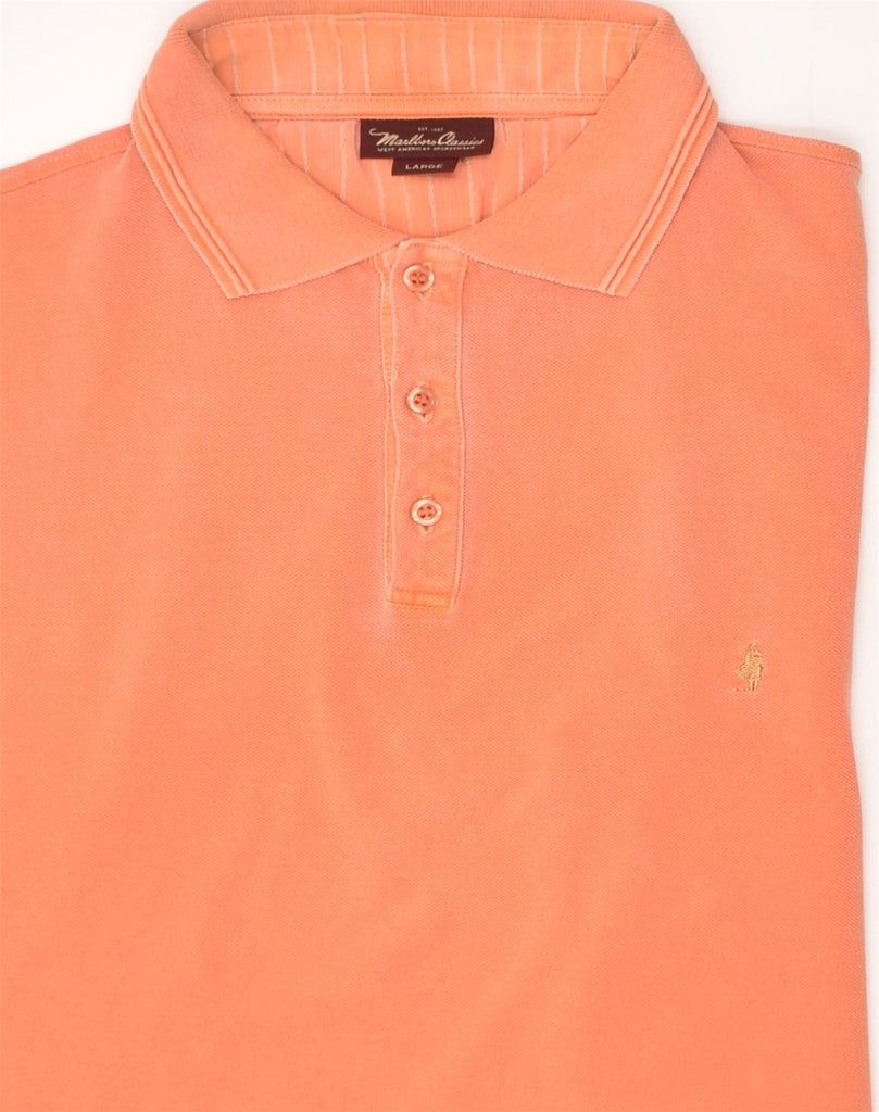 MARLBORO CLASSICS Mens Polo Shirt Large Orange Cotton | Vintage Marlboro Classics | Thrift | Second-Hand Marlboro Classics | Used Clothing | Messina Hembry 