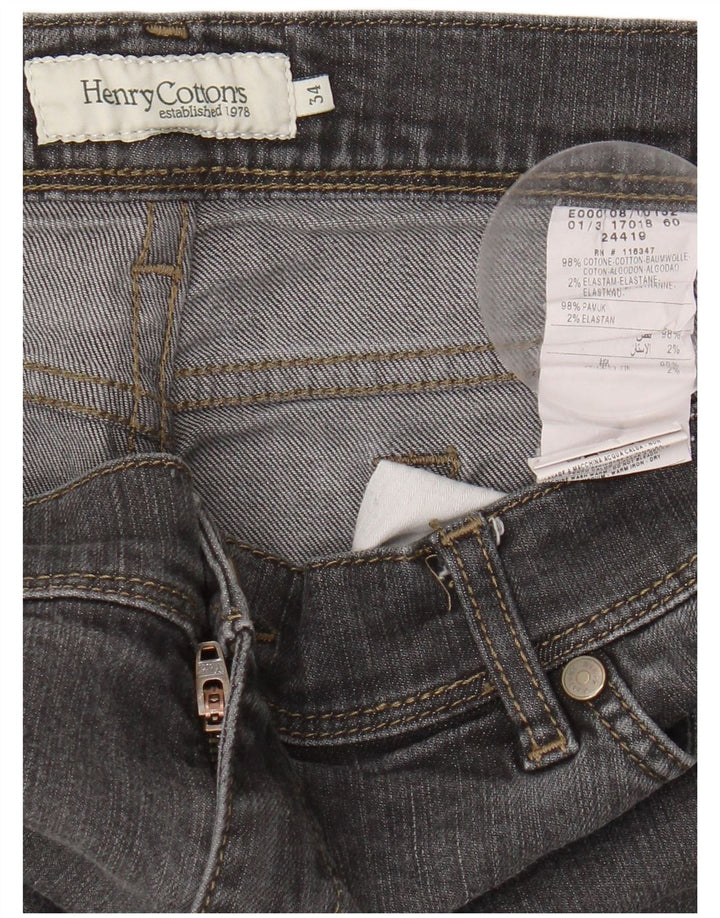 HENRY COTTONS Womens Straight Jeans W34 L27 Black Cotton