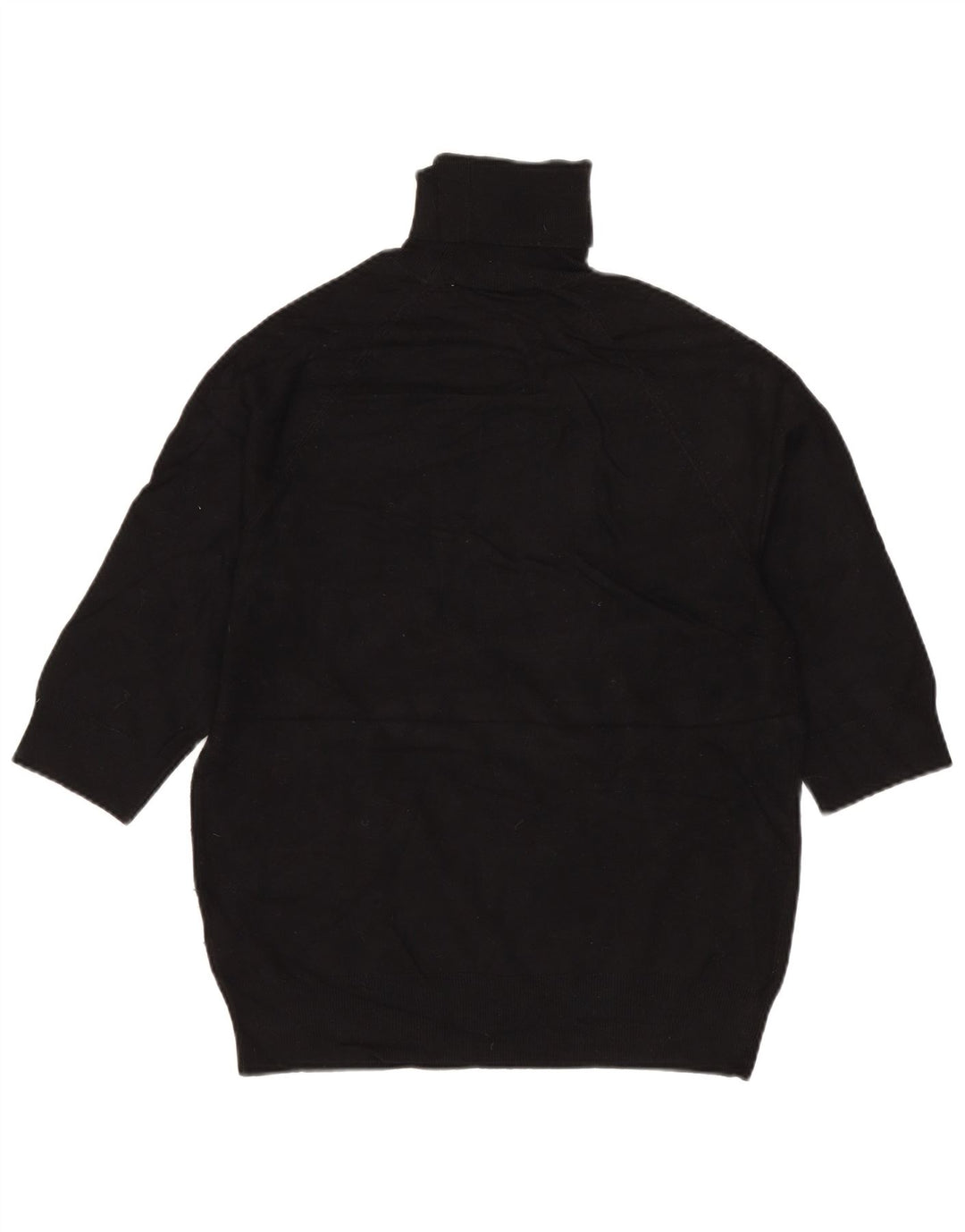 ZARA Womens 3/4 Sleeve Roll Neck Jumper Sweater UK 12 Medium Black Viscose