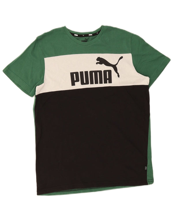 Puma Boys Graphic T-Shirt Top 15-16 Years Green Colourblock
