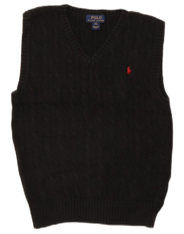 Polo Ralph Lauren Boys Vest Tank Top 10-11 Years Medium Black Cotton