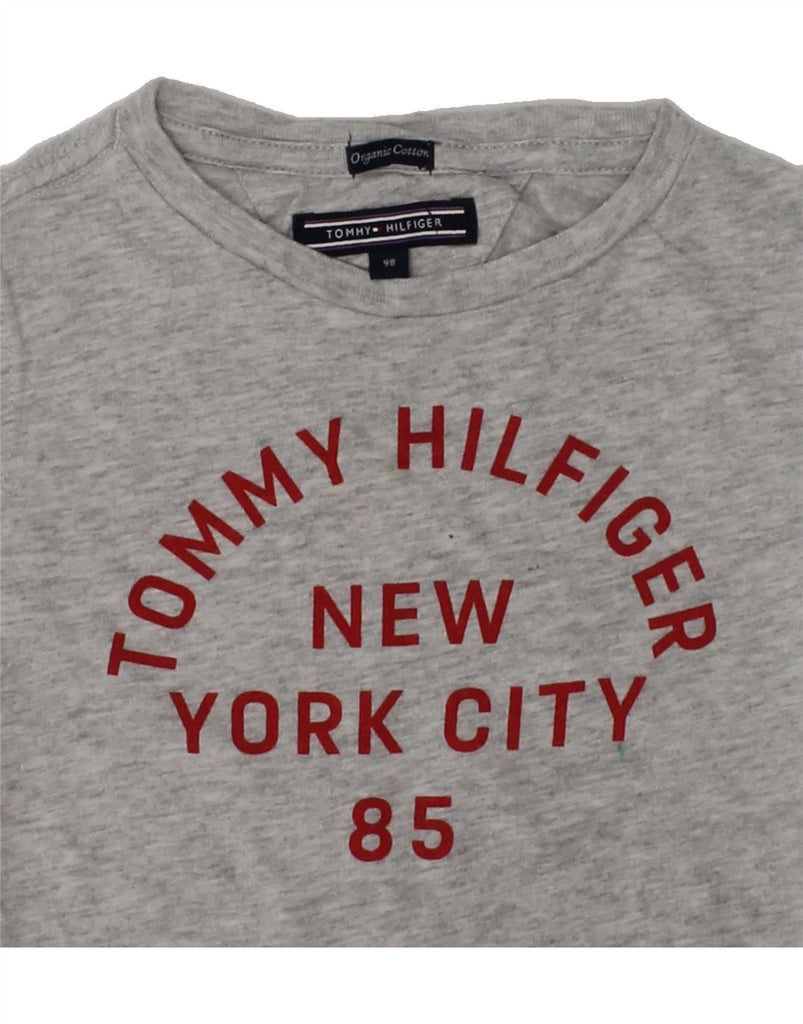 TOMMY HILFIGER Boys New York Graphic T-Shirt Top 2-3 Years Grey Flecked | Vintage Tommy Hilfiger | Thrift | Second-Hand Tommy Hilfiger | Used Clothing | Messina Hembry 