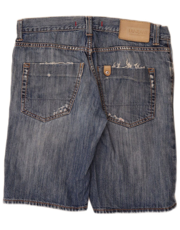 Liu Jo Mens Distressed Denim Shorts W32 Medium  Blue Cotton