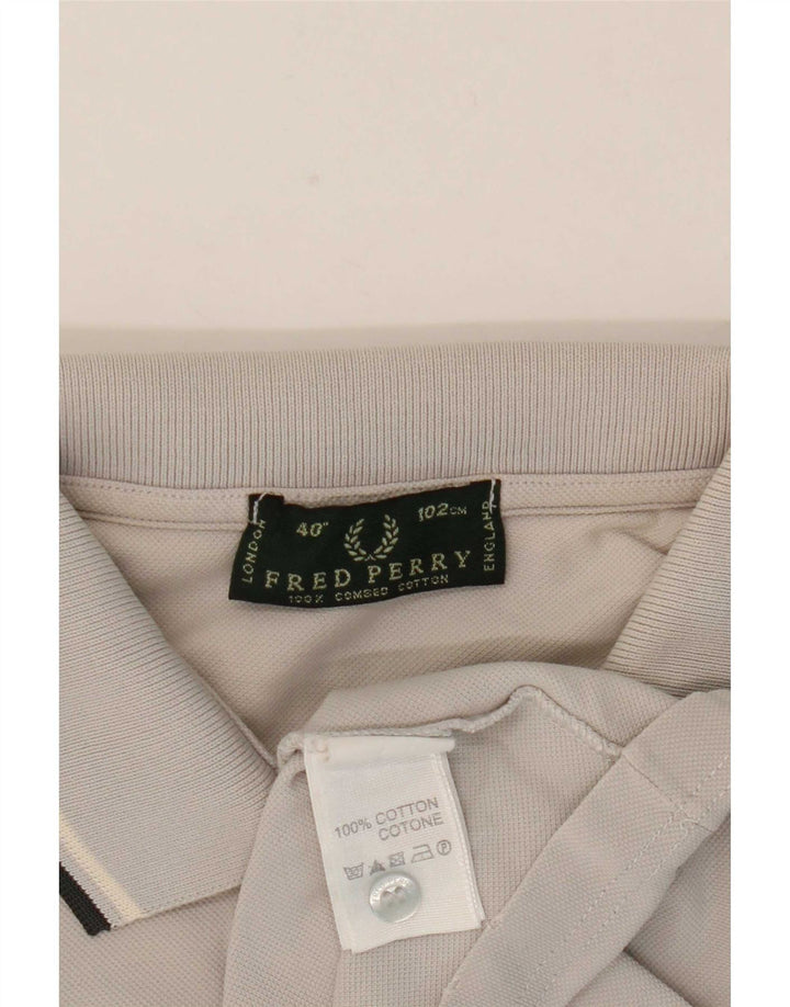 Fred Perry Mens Polo Shirt Small Grey Striped Cotton