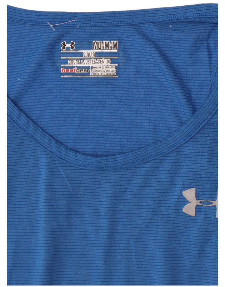 Under Armour Mens Heat Gear Vest Top Medium Blue Pinstripe