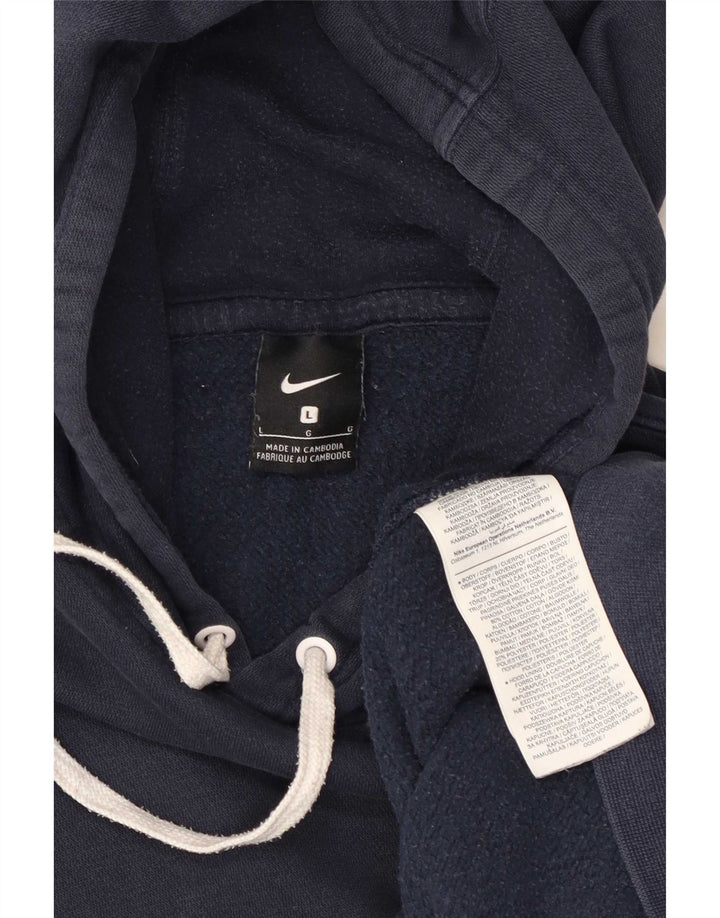 Nike Mens Hoodie Jumper Large Navy Blue Cotton