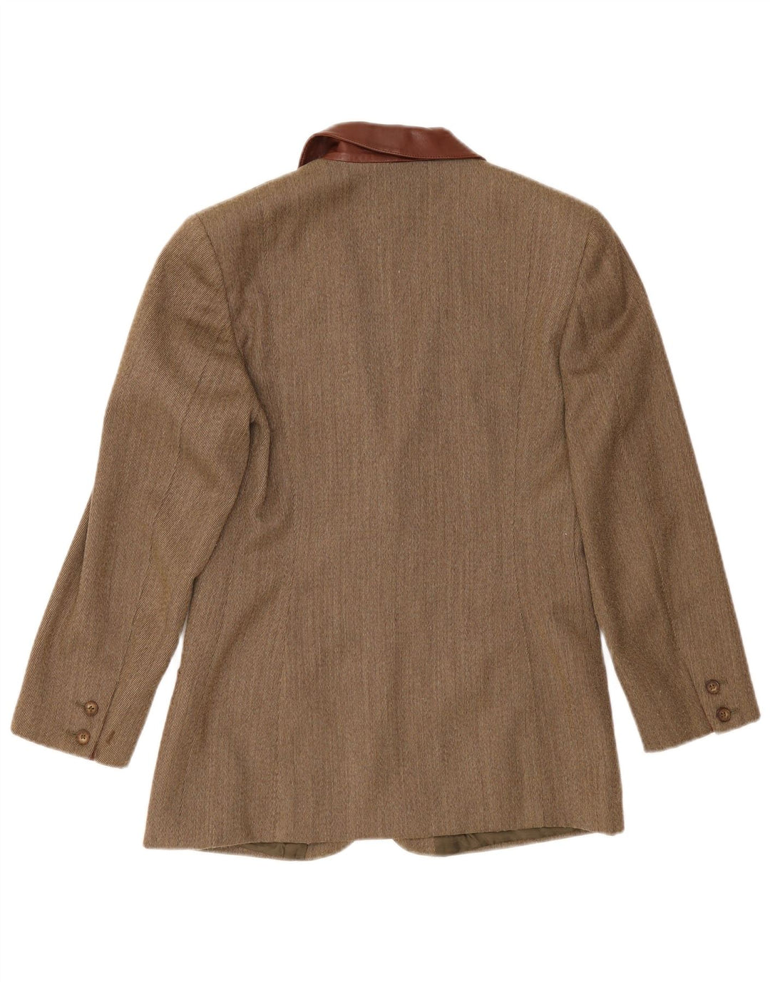 Vintage Womens 2 Button Blazer Jacket UK 14 Medium Khaki Herringbone
