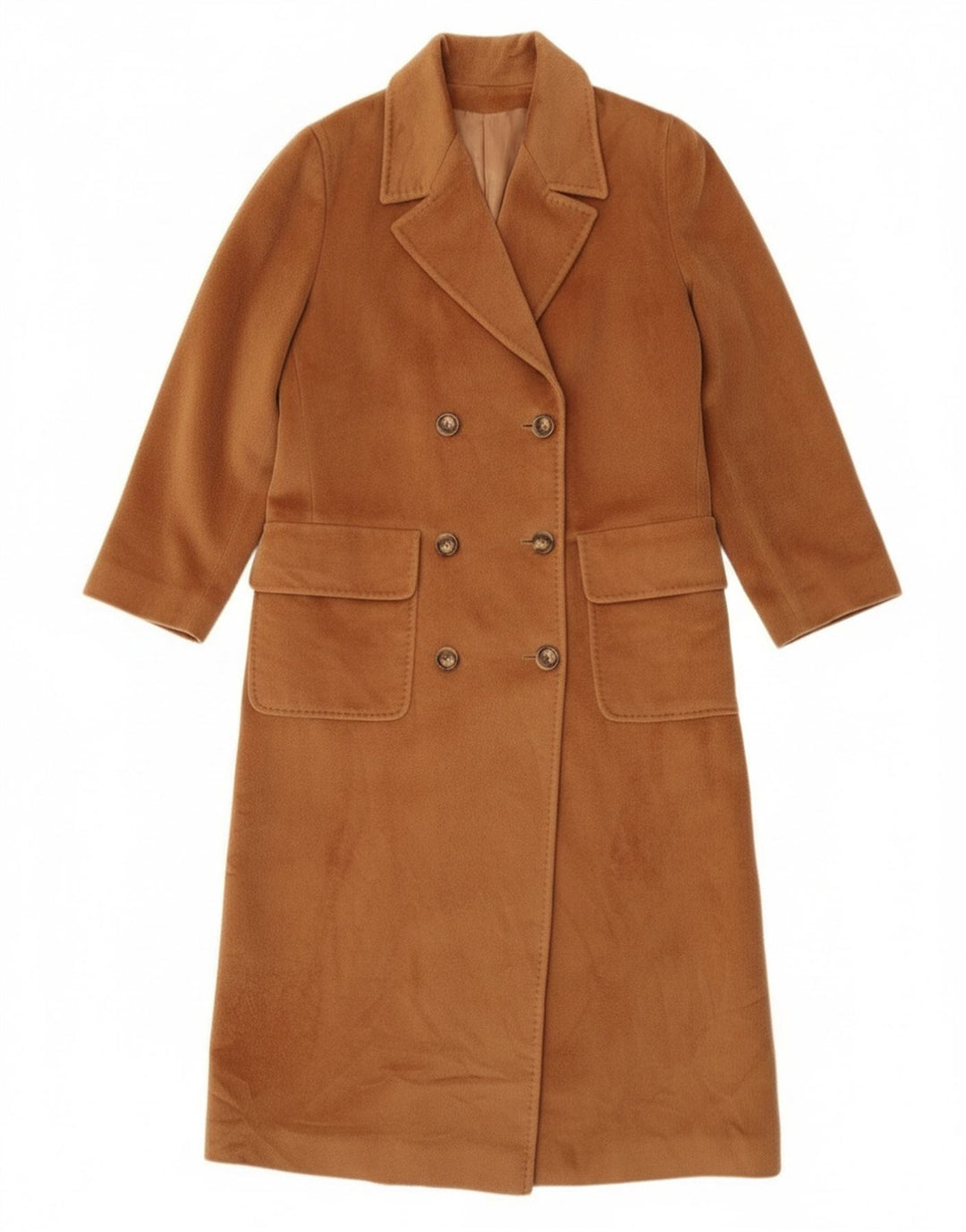 Piacenza Womens Double Breasted Coat UK 14 Large Brown Wool