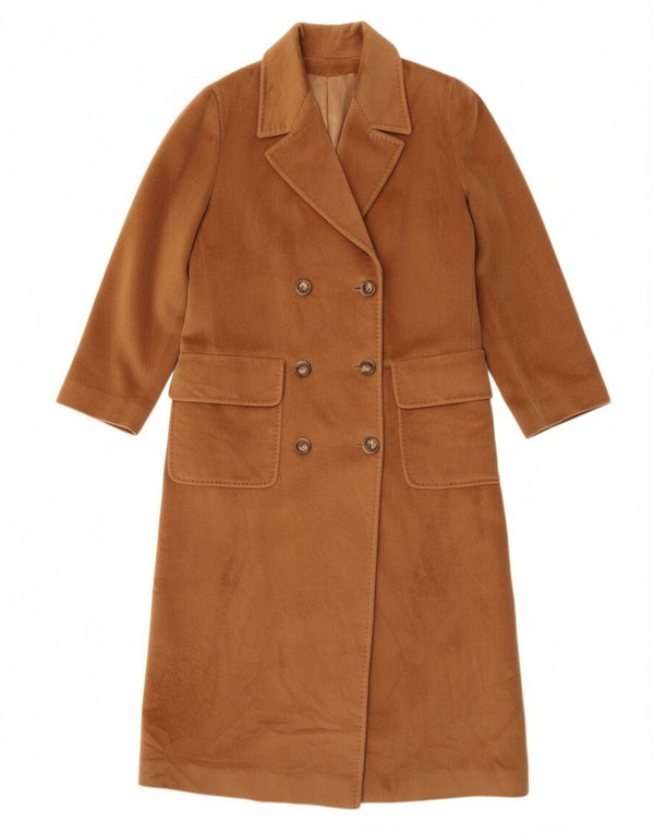 Piacenza Womens Double Breasted Coat UK 14 Large Brown Wool