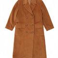 Piacenza Womens Double Breasted Coat UK 14 Large Brown Wool