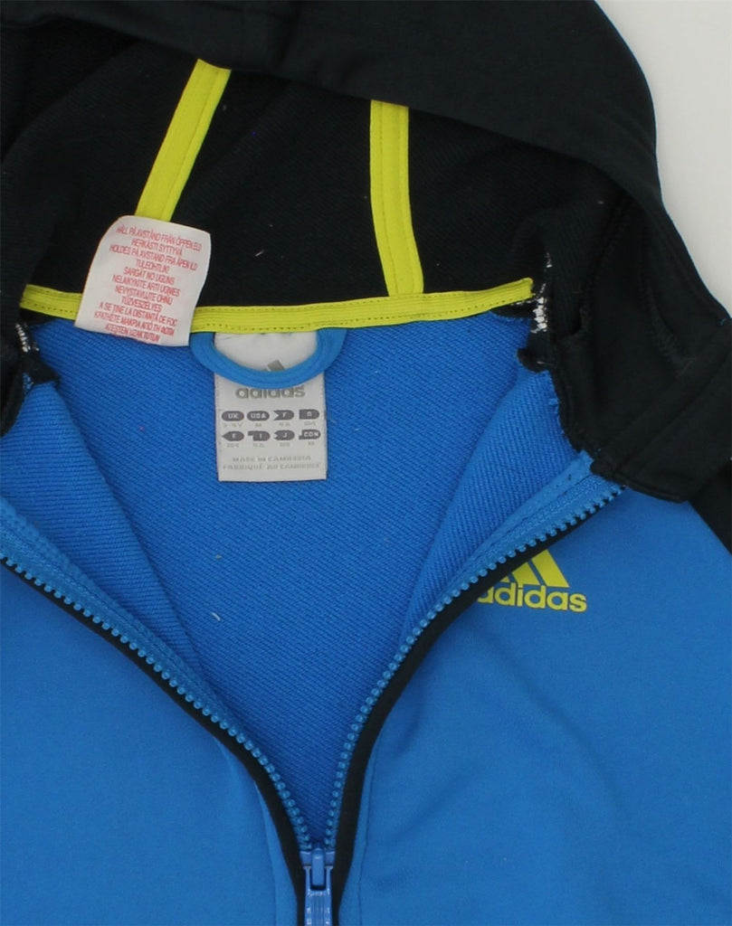 ADIDAS Boys Zip Hoodie Sweater 3-4 Years Blue Colourblock Polyester | Vintage Adidas | Thrift | Second-Hand Adidas | Used Clothing | Messina Hembry 