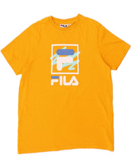 FILA Boys Graphic T-Shirt Top 13-14 Years Yellow Cotton