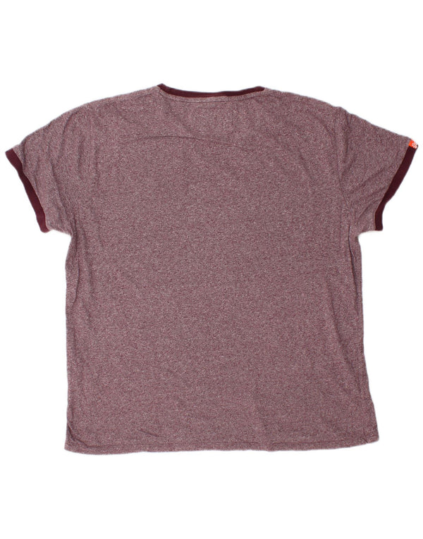 Superdry Mens Graphic T-Shirt Top 2XL Burgundy Flecked Cotton