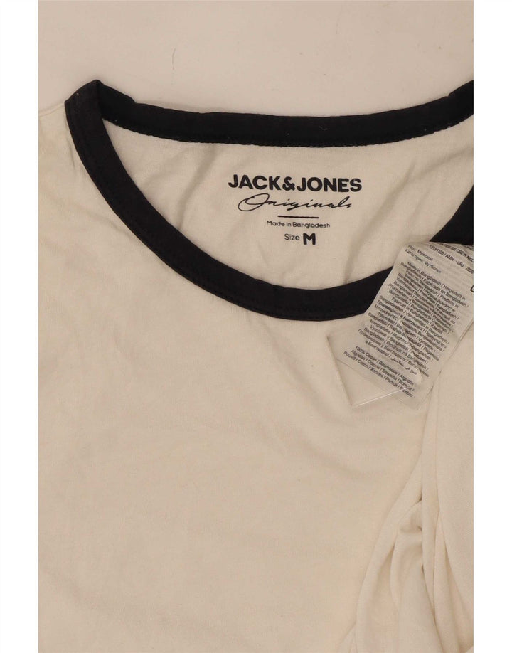 Jack & Jones Mens T-Shirt Top Medium White Striped Cotton
