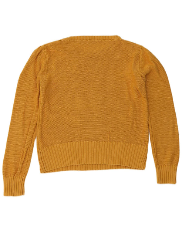 Oasis Womens Crop Boat Neck Jumper Sweater UK 10 Small Yellow Cotton