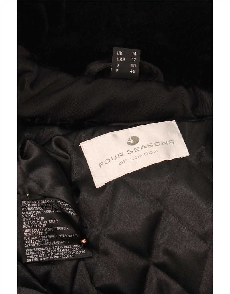 FOUR SEASONS Womens Trench Coat UK 14 Large  Black Nylon Vintage Four Seasons and Second-Hand Four Seasons from Messina Hembry 