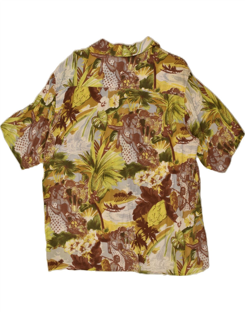 RIFLE Mens Short Sleeve Shirt XS Brown Floral Viscose Hawaiian | Vintage Rifle | Thrift | Second-Hand Rifle | Used Clothing | Messina Hembry 