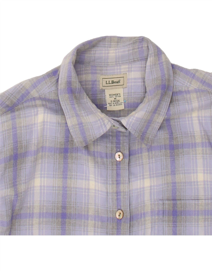 L.L.BEAN Womens Flannel Shirt UK 14 Medium Blue Check Cotton Vintage L.L.Bean and Second-Hand L.L.Bean from Messina Hembry 