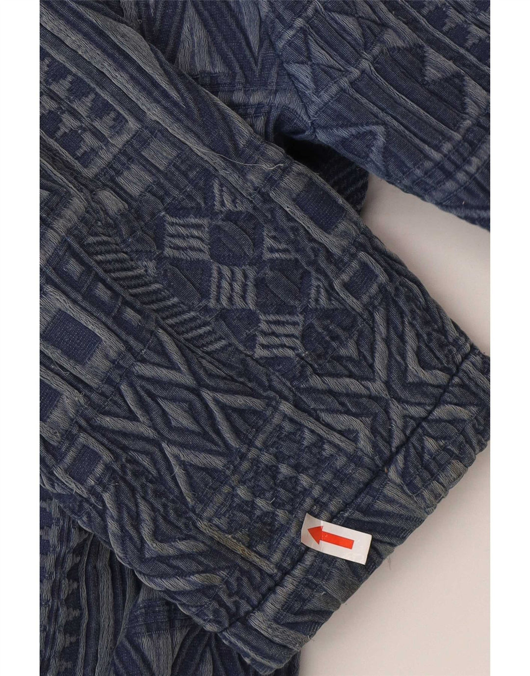 Zara Womens Open Overcoat UK 16 Large Navy Blue Geometric Cotton