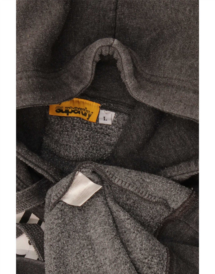 Superdry Mens Graphic Hoodie Jumper Large Grey Cotton