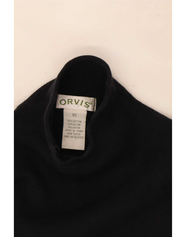 Orvis Womens Top Long Sleeve UK 6 XS Black Cotton