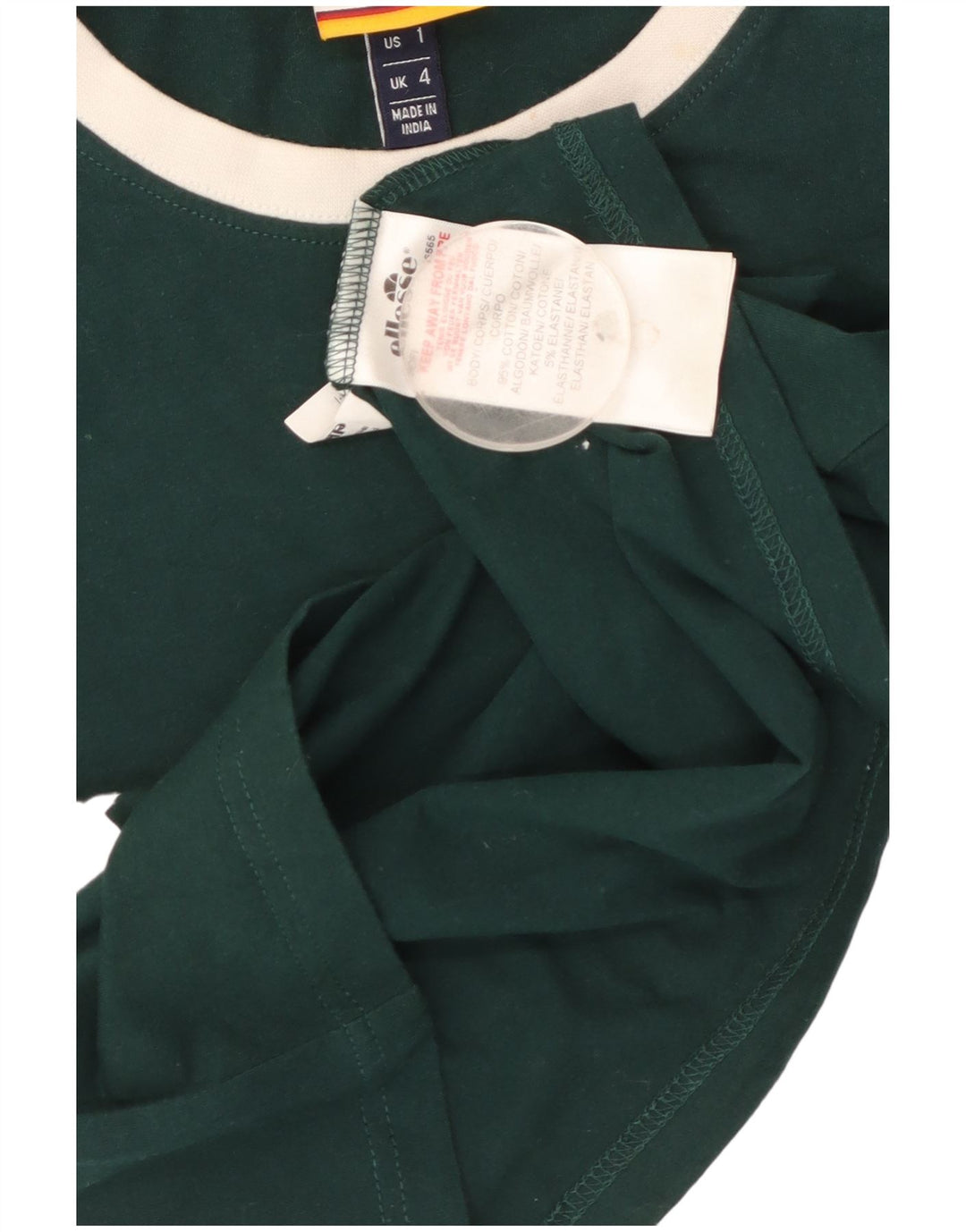 ELLESSE Womens Crop Graphic T-Shirt Top UK 4 XS Green Cotton