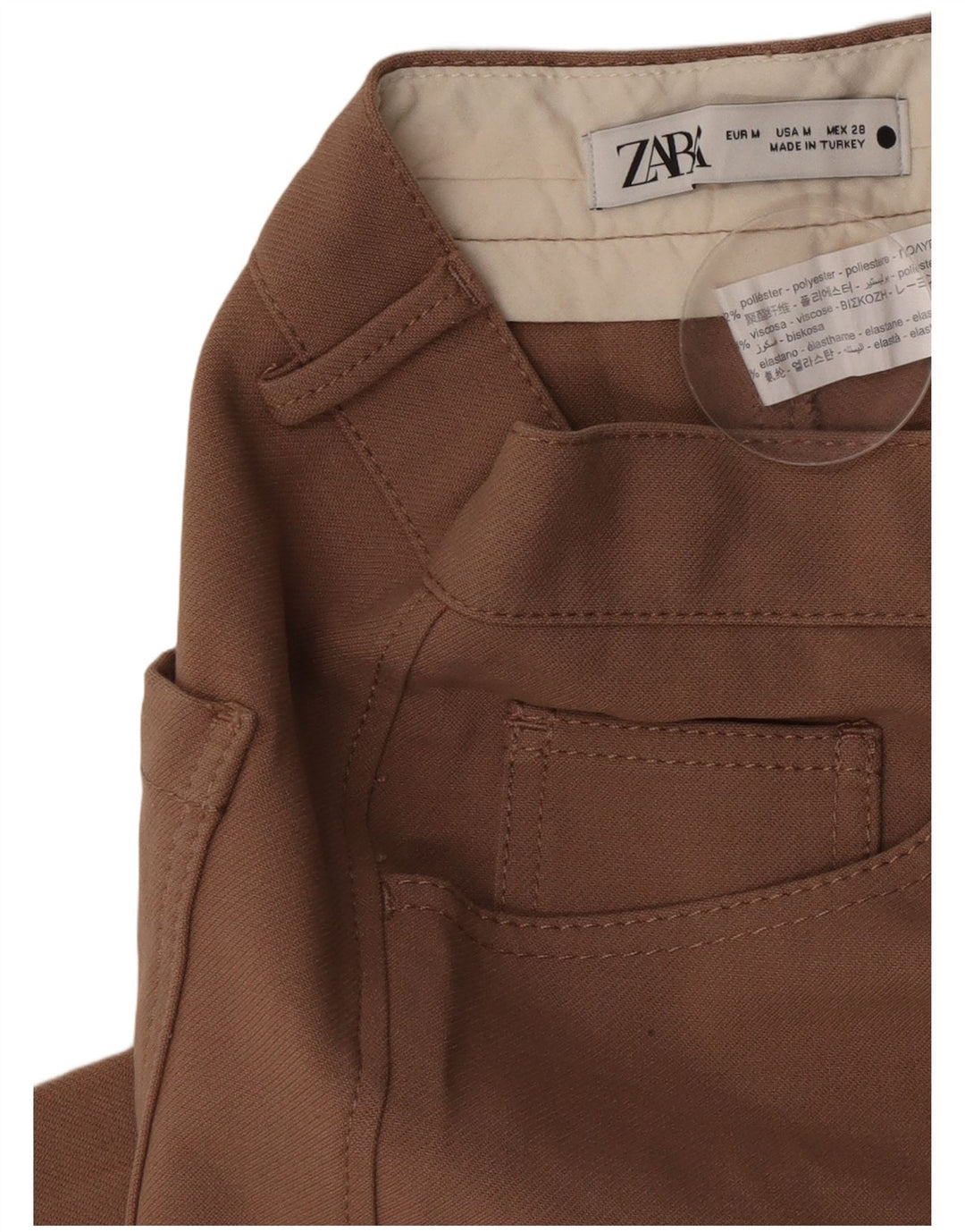 Zara Womens Wide Leg Casual Trousers Medium W28 L30 Brown Polyester