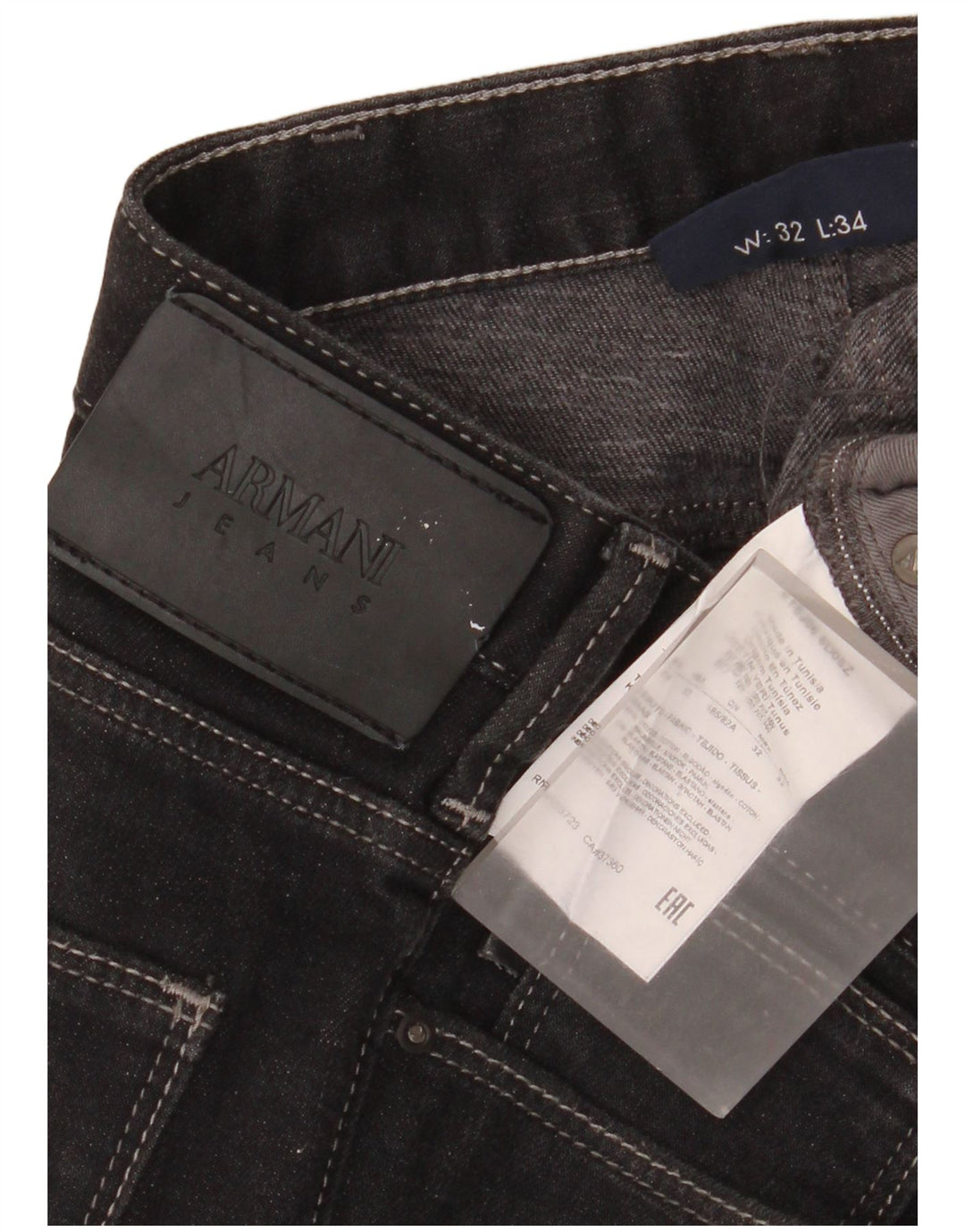 Armani Mens Slim Jeans W32 L34 Black Cotton