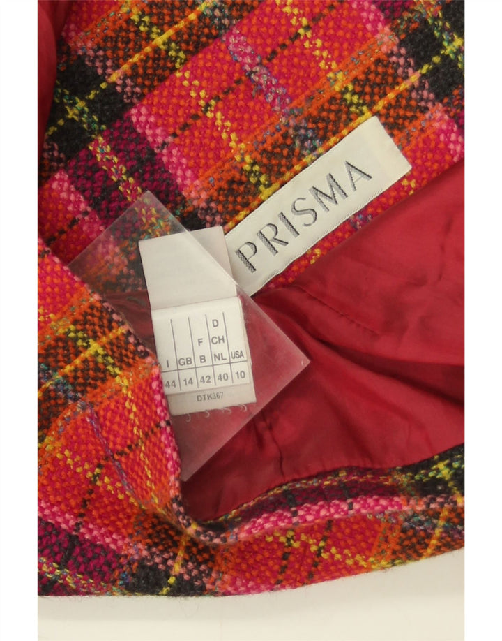 Prisma Womens 5 Button Blazer Jacket UK 14 Large Red Check Wool