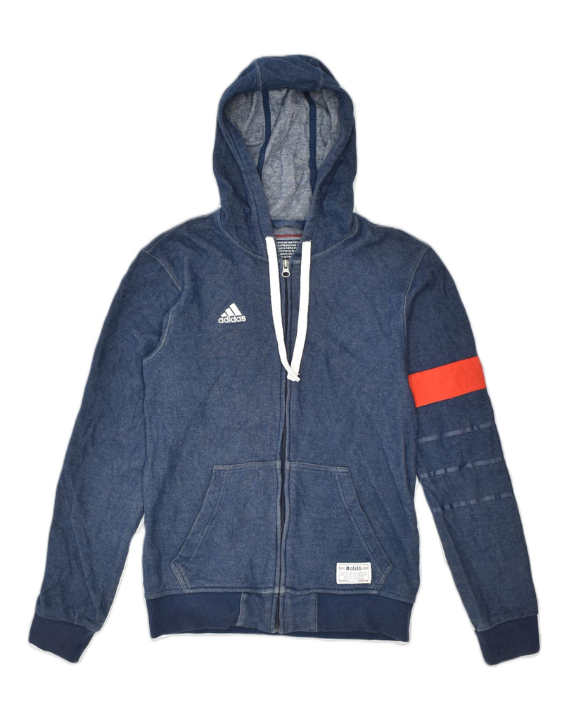 ADIDAS Mens Zip Hoodie Sweater XS Navy Blue Cotton | Vintage Adidas | Thrift | Second-Hand Adidas | Used Clothing | Messina Hembry 