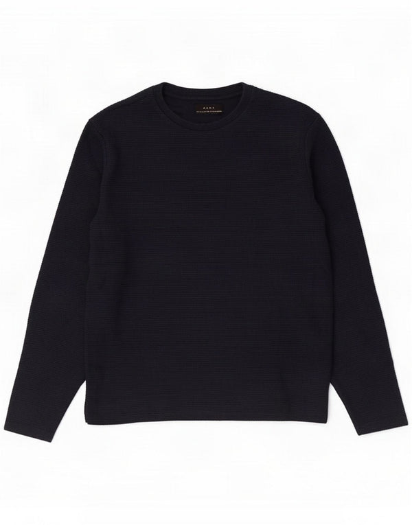 Zara Mens Crew Neck Jumper Sweater Medium Navy Blue Cotton