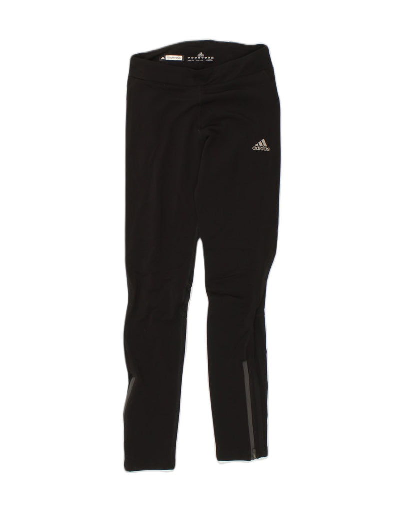 ADIDAS Womens Leggings UK 6 XS Black Nylon | Vintage Adidas | Thrift | Second-Hand Adidas | Used Clothing | Messina Hembry 