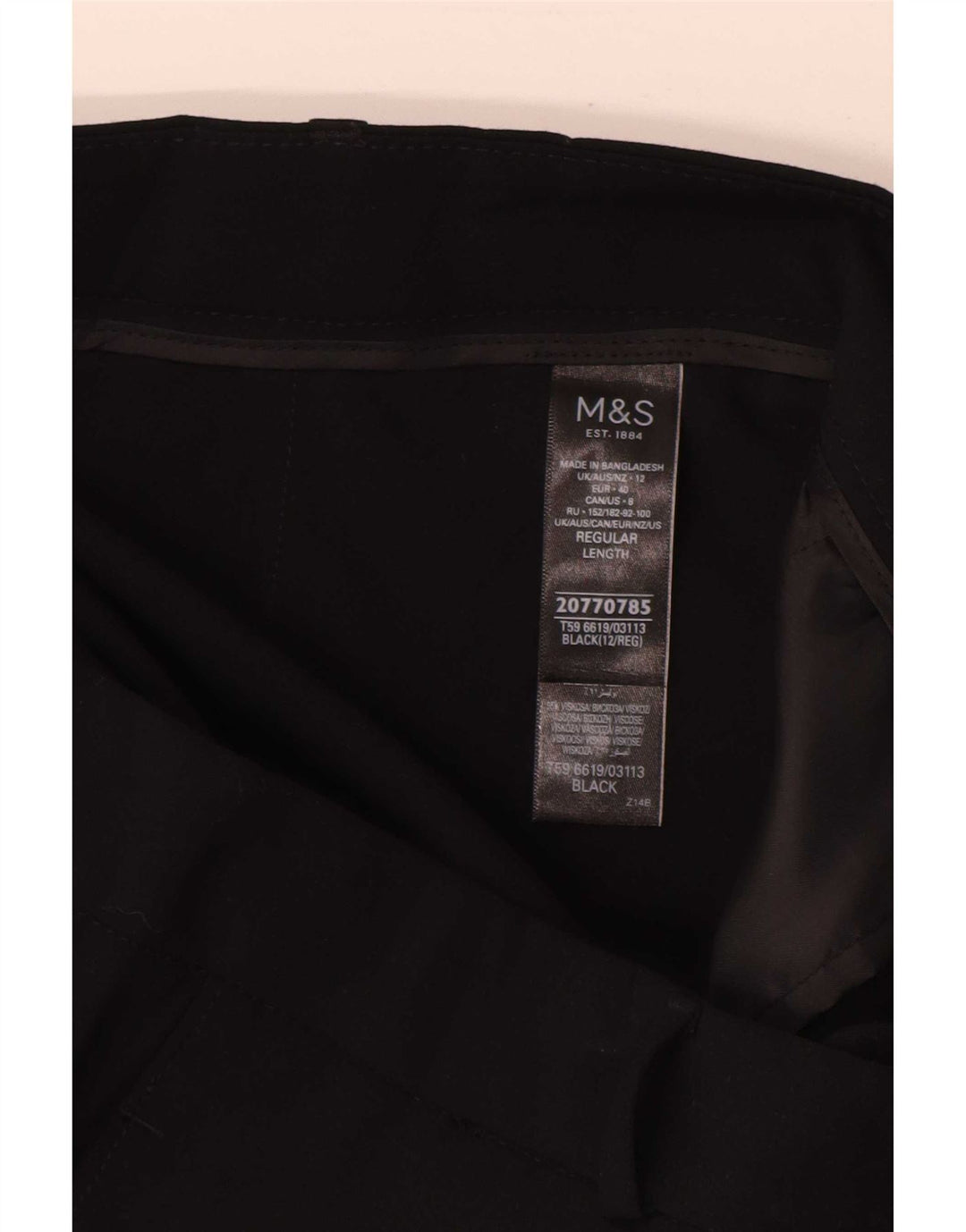 Marks & Spencer Womens Flare Suit Trousers UK 12 Medium W30 L31 Black