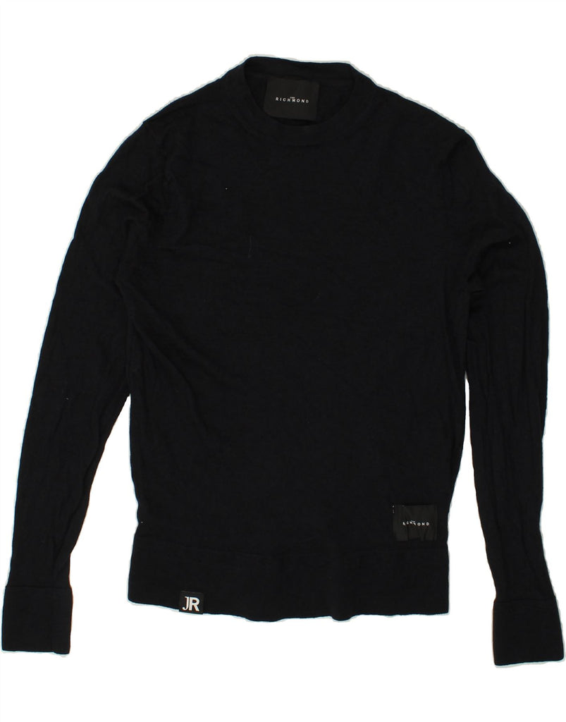 RICHMOND Mens Crew Neck Jumper Sweater Medium Black Wool | Vintage Richmond | Thrift | Second-Hand Richmond | Used Clothing | Messina Hembry 